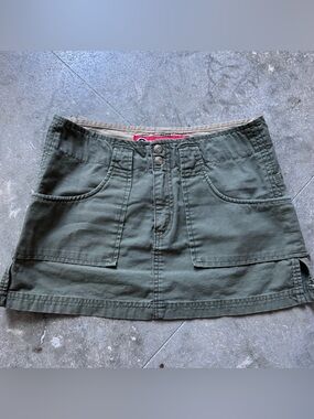 Women's y2k Olive Green Utility Mini Skirt